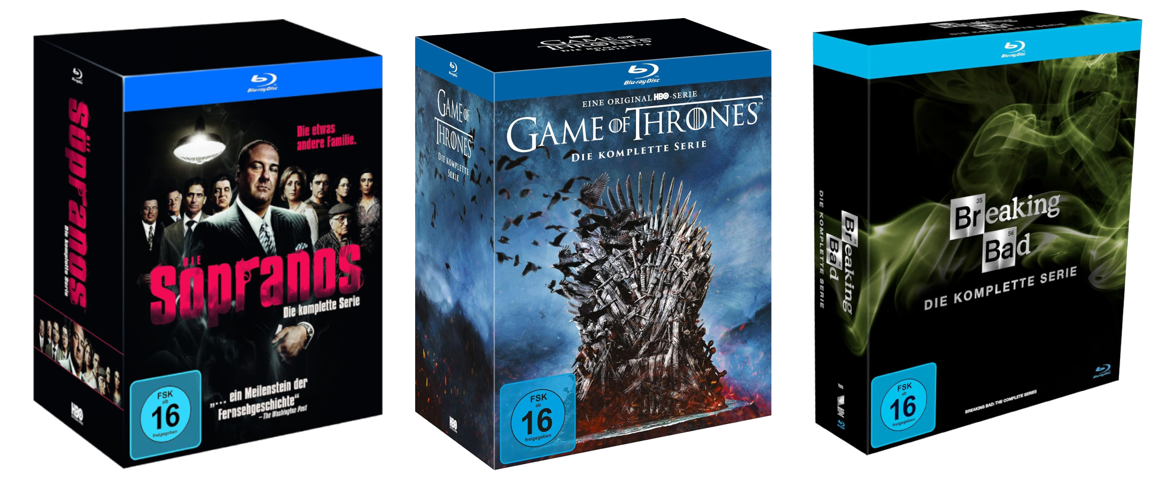 Blu-ray-Boxsets der Serien Sopranos, Game of Thrones und Breaking Bad