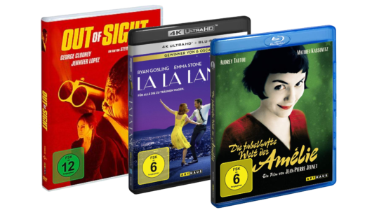 Blu-rays und DVDs in einer Reihe: Out of Sight, La La Land, Amélie